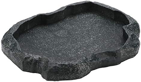 Reptile Feeding Bowl, Tortoise Water Bowl Food Bowl, Reptile Feeder Feeding Dish, Reptiles Water Tray for Reptile Scorpion Lizard Pets Plies(Dark Green M)