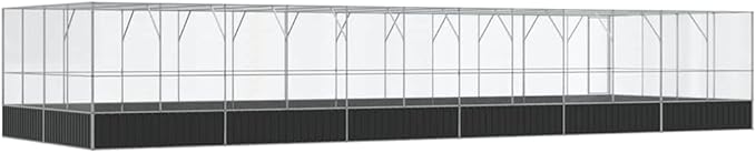 Outdoor Aviary Bird Cage, Galvanized Steel Outside Ample Activity Space Birdcage, 490.6"x163"x83.5", -278