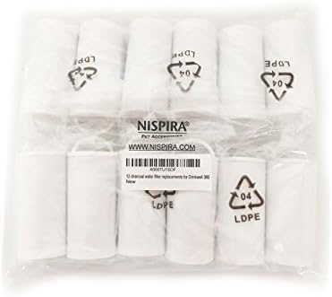 NISPIRA Charcoal Water Filter Replacements for Drinkwell 360 Pet Dog Cat Water Fountain, 12 Packs