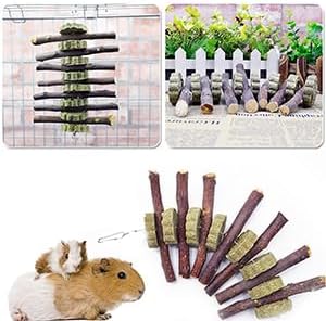 Hamiledyi 3Pieces Bunny Chew Toys for Teeth Natural Fruit Twigs Handmade Timothy Alfalfa Hay Grass Cakes for Guinea Pigs Hamsters Dwarf Rabbits Chinchillas Gerbils Improves Dental Health