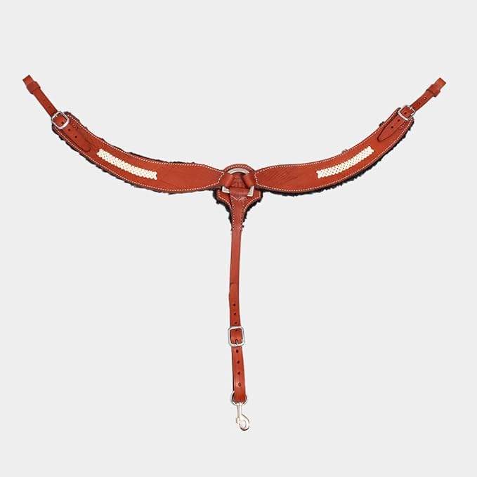 Western Horse Breast Collar - Hand-Tooled Leather Tack for Barrel Racing, Roping & Trail Riding - Durable Adjustable Fit - Rodeo & Show-Quality Equestrian Gear