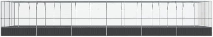 Large Bird Aviary with Extension, Outdoor Galvanized Steel Bird Cage, Galvanized Steel Outdoor Bird Aviary, Mesh Fence Bird House for Small Animals, 490.6"x163"x83.5"
