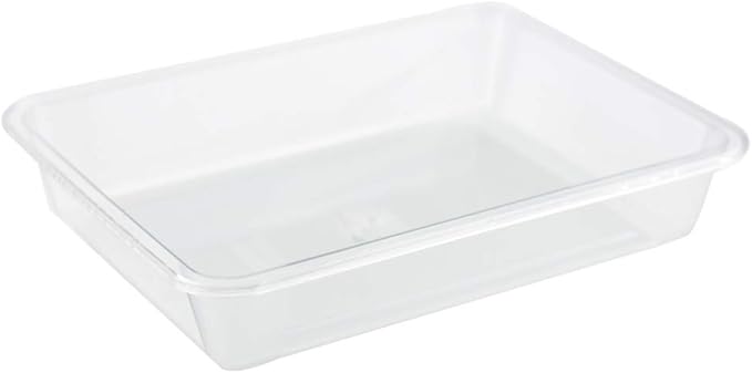 OMEM Reptile Drinking Tray - Large Water Dish Plastics Plate for Turtles, Small Reptiles, Ball Pythons, Lizards, and Snake Cages Bowl (M=30.5x24x5cm, White)