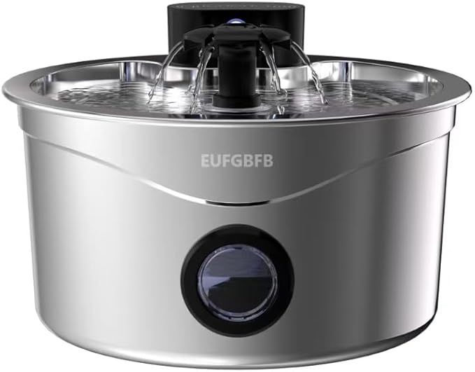 Stainless Steel Cat Water Fountain 2.6L/88oz, Automatic Wireless Pet Drinking Fountain with 4-Layer Filtration, Ultra-Quiet Rechargeable Pump & 3 Flow Modes for Cats and Dogs