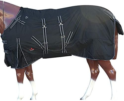 HILASON Black 76 in 1200D Winter Waterproof Poly Horse Turnout Blanket Belly Wrap
