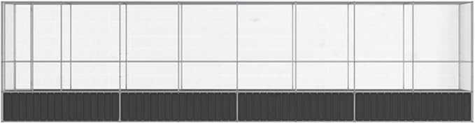 Large Metal Heavy Duty Walk-in Aviary Cage with Extension, Ample Activity Space Bird Cage with Lockable Door Also for Chickens and Rabbits, Silver 328.5"x42.1"x83.5" Steel,-516