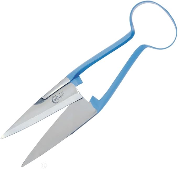Bent Hand Shear for Wool Sheep & Livestock - 5.5" Blade - Blue