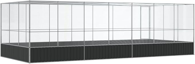 Steel Aviary with Extension, Large Bird Cage with Lockable Door, Aviary Spacious and Versatile Cage Ideal for Parakeets, Parrots, Lovebirds, Cockatiels, Pigeons, 285.4"x120.9"x83.5",-287