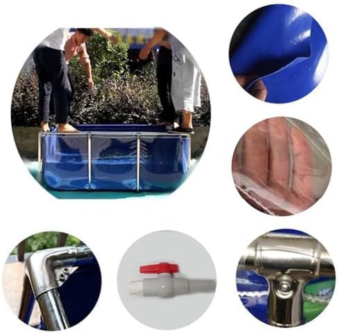 Flexible PVC Fish Breeding Tank with Steel Frame, Aquatic Pets Pool, Easy Assembly, Clear Viewing Window, 50x40x30cm, Ideal for Backyard Ponds and Aquaculture