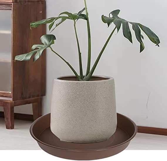 2 Pack of 8 inch Plant Saucer Clear, Heavy Duty Plastic Plant Water Tray 8 inch Round, Flower Plant Saucers for Indoors No Holes, Plant Dishes Saucer for Planter 7"/8" (8", Chocolate)