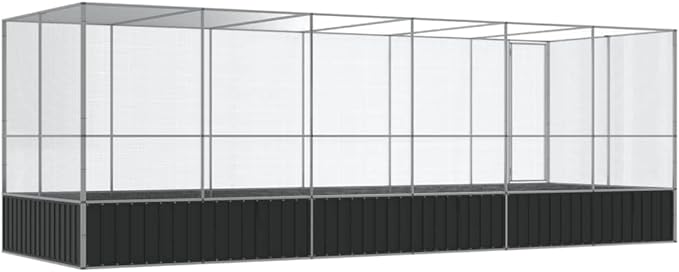Large Bird Aviary with Extension, Outdoor Galvanized Steel Bird Cage, Galvanized Steel Outdoor Bird Aviary, Mesh Fence Bird House for Small Animals, 246.1"x81.5"x83.5"