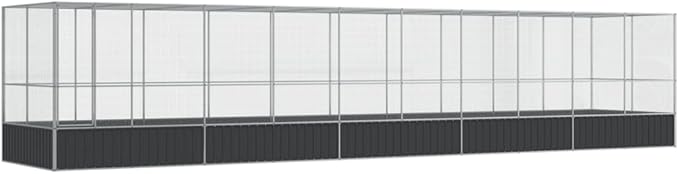 Large Bird Aviary with Extension, Outdoor Galvanized Steel Bird Cage, Galvanized Steel Outdoor Bird Aviary, Mesh Fence Bird House for Small Animals, 409.1"x81.5"x83.5"