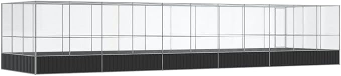 Large Bird Aviary with Extension, Outdoor Galvanized Steel Bird Cage, Galvanized Steel Outdoor Bird Aviary, Mesh Fence Bird House for Small Animals, 448.4"x120.9"x83.5"