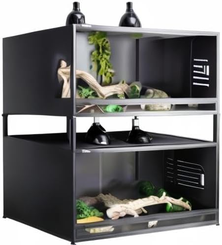 Stackable Reptile Terrarium 44 Gallon 40"x16"x16" for Bearded Dragon Lizard Snake Space Efficient Large Cage Reptiles Enclosure Wide Breeding Lounge Vivarium Area with Glass Sliding Doors