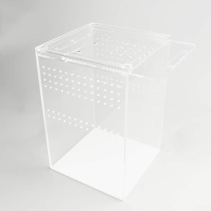 NANEEZOO Magnetic Acrylic Reptile Cage, 6"x6"x9" Tall Enclosure Transparent Reptile Breeding Box Terrarium Tank for Tarantula Scorpion Sling Isopods Invertebrates Insect Mantis