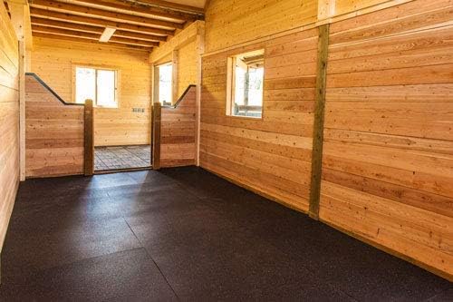 American Floor Mats - Heavy Duty Horse Stall Tiles - Thick, Durable Rubber Flooring - Solid Black, 10' x 12' Set (30 Tiles Total, 0.75" Thick)