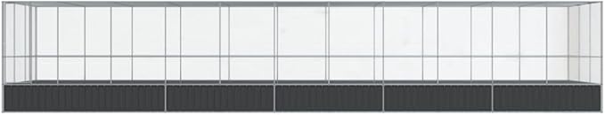 Large Metal Heavy Duty Walk-in Aviary Cage with Extension, Ample Activity Space Bird Cage with Lockable Door Also for Chickens and Rabbits, Silver 448.4"x120.9"x83.5" Steel,-420