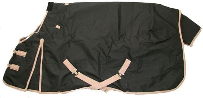 AJ Tack 1200D Waterproof Winter Horse Blanket with Hood - 400g Heavyweight Turnout with Fleece Collar, Shoulder Gussets & Tail Flap - Black 72"