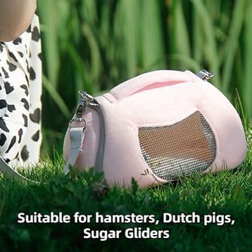 Small Pet Carrier Bag with Adjustable Shoulder Strap Hamster Travel Cage Breathable Carrier Portable Travel Carrier for Birds Sugar Glider Golden Hamsters (Grey)