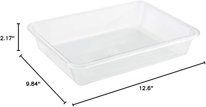 OMEM Reptile Drinking Tray - Large Water Dish Plastics Plate for Turtles, Small Reptiles, Ball Pythons, Lizards, and Snake Cages Bowl (L=32x25x5.5cm, White)
