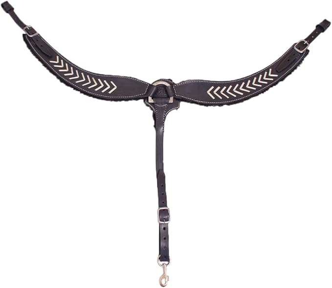 Western Horse Breast Collar - Hand-Tooled Leather Tack for Barrel Racing, Roping & Trail Riding - Durable Adjustable Fit - Rodeo & Show-Quality Equestrian Gear