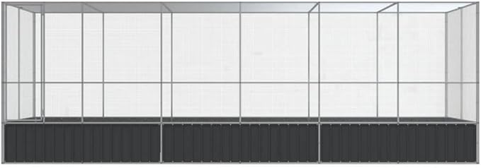 Large Metal Heavy Duty Walk-in Aviary Cage with Extension, Ample Activity Space Bird Cage with Lockable Door Also for Chickens and Rabbits, Silver 246.1"x81.5"x83.5" Steel,-520
