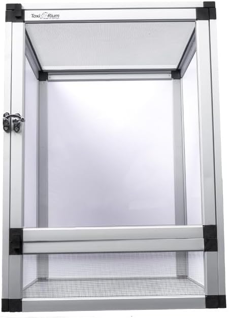 Hybrid Cage PVC Habitat Enclosure with Screen & Acrylic Doors,Toxirium 12"x12"x18" Reptile Terrarium Ventilated Tank for Gecko,Chameleon, Snake, Frog, Easy Assembly, Front Dual Access