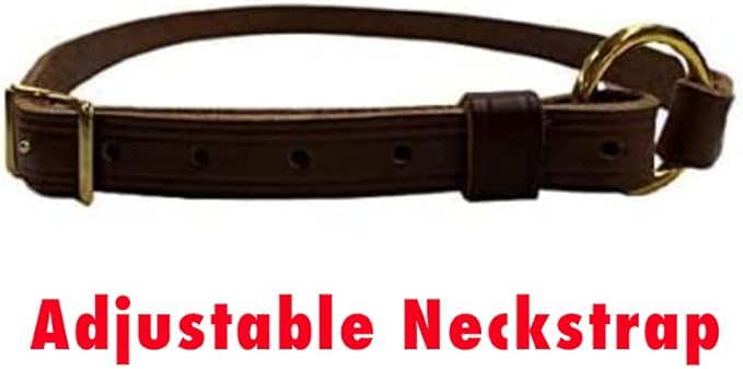 Neck Straps with Custom Engraved Name Plate for Horse| Pony, Horse, Yearling, and Adjustable Light Brown Leather with Brass Plate Optional