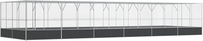 Large Bird Aviary with Extension, Outdoor Galvanized Steel Bird Cage, Galvanized Steel Outdoor Bird Aviary, Mesh Fence Bird House for Small Animals, 490.6"x163"x83.5"