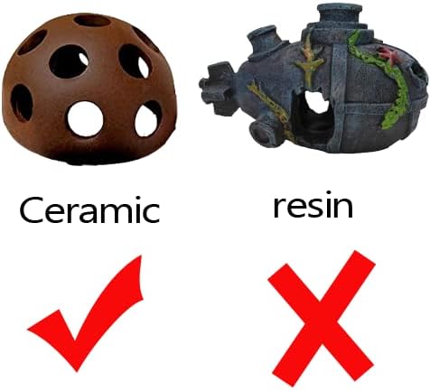 Ceramic Shelters, 4 pcs, Fish Tank Accessories Cave Décor, Small Fish House, Aquarium Hideout, Swim Holes Aquatic, Aquarium Cave for Freshwater and Saltwater Fish Tank (hemispherical)