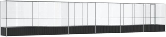 Large Metal Heavy Duty Walk-in Aviary Cage with Extension, Ample Activity Space Bird Cage with Lockable Door Also for Chickens and Rabbits, Silver 492.3"x42.1"x83.5" Steel,-411