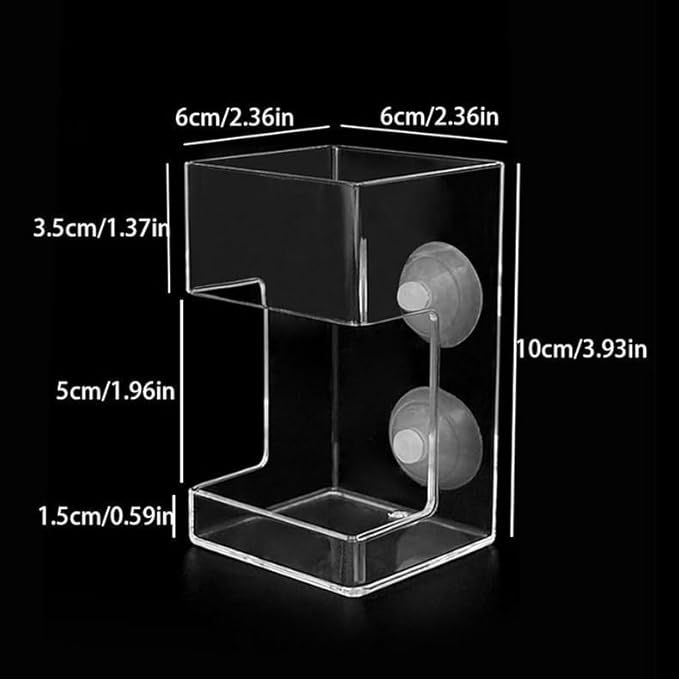 2 PCS Square Fish Feeder with Suction Cup Fish Tank Feed Tray Feeding Tube Supplies Breeder Box for Aquarium