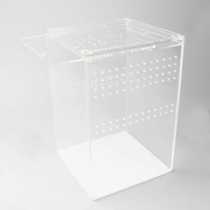 NANEEZOO Magnetic Acrylic Reptile Cage, 6"x6"x9" Tall Enclosure Transparent Reptile Breeding Box Terrarium Tank for Tarantula Scorpion Sling Isopods Invertebrates Insect Mantis