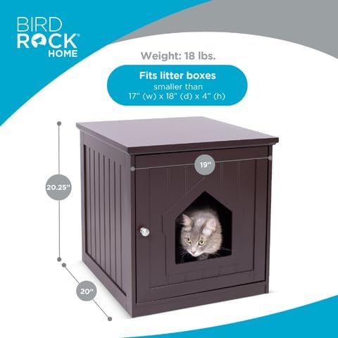 INTERNET'S BEST Decorative Cat House & Side Table, Nightstand, Pet Crate, Hidden Litter Box Enclosure, Multi-Functional Kitty Furniture, Hiding Spot, Wooden Cabinet for Cats, Kitten Home - Espresso