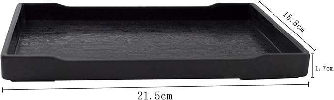 OMEM Reptile Bowl Large Food and Water Dish Enough Space Also Fit for Bath Simulated Wood Grain Surface (M, Black)