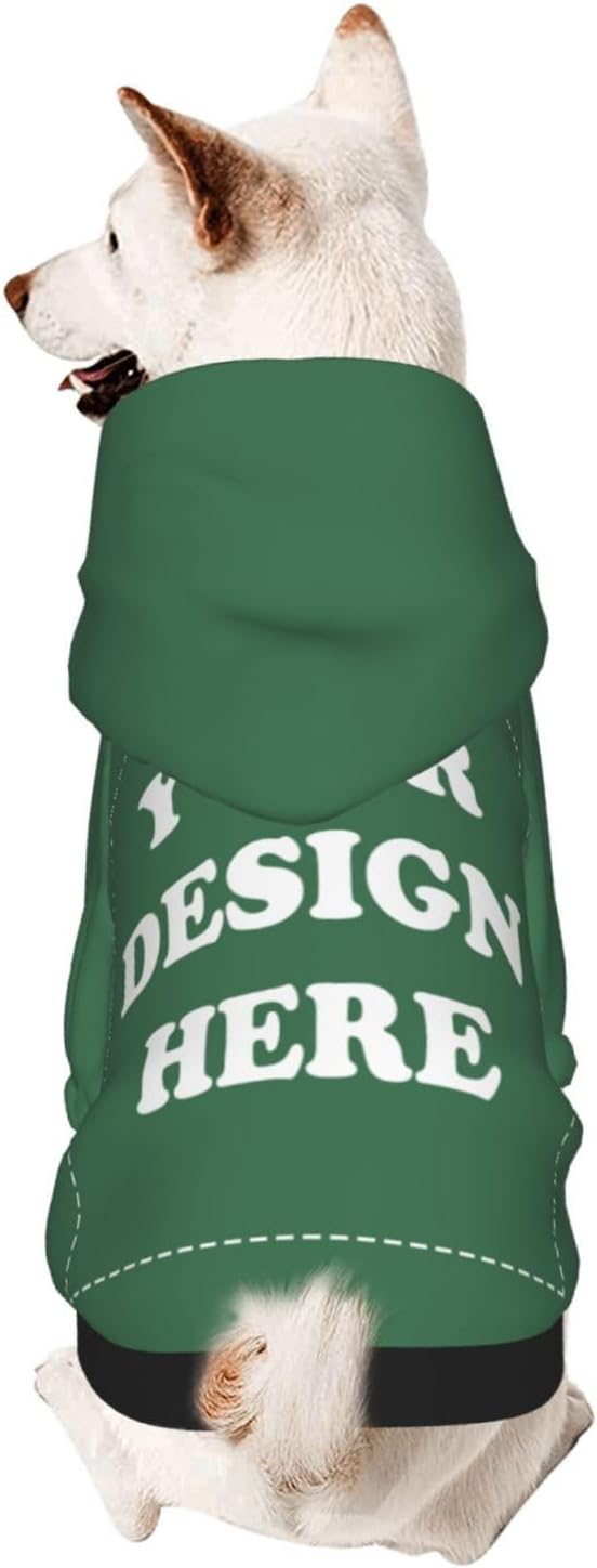 Personalized Dog Hoodie, Custom Dog Costumes for Small Dogs, Holiday Happy Dog Clothes Football Pet Shirt Sweater with Name Number for Girl/Boy Cats/Kitten, Green, XS