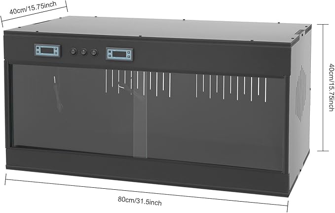 Reptile Pet Breeding Box, 31.5x15.75x15.75in PVC Reptile Terrarium Tanks, R-eptile Lounge Habitat with Intelligent Thermostat (Below 104℉) & Glass Sliding Door, LCD, External Switches, Black
