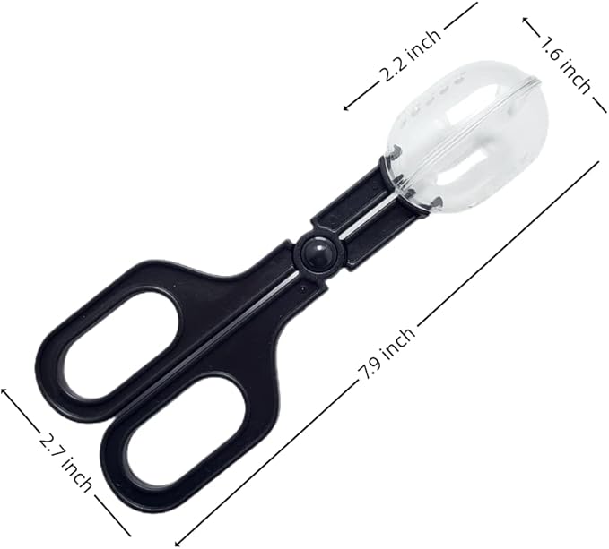 Tweezers and Scooper, Reptile Long Handle Feeding Tool, for Gecko, Lizard, Guinea Pig, Hamsters, Hedgehog, Rat, Snak, Bird and Other Small Animals -10.5" Black 2Pcs+Scooper