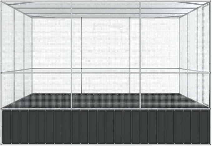 Outdoor Aviary Bird Cage, Galvanized Steel Outside Ample Activity Space Birdcage, 122.4"x120.9"x83.5", -261