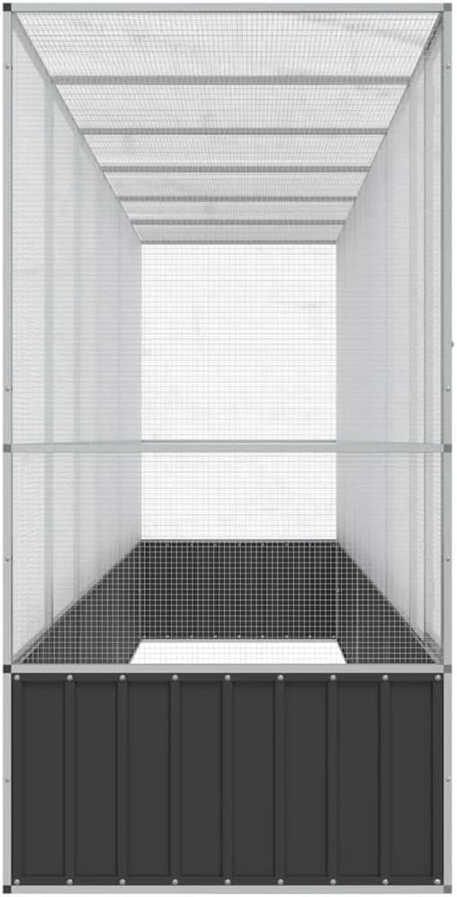 Large Metal Heavy Duty Walk-in Aviary Cage with Extension, Ample Activity Space Bird Cage with Lockable Door Also for Chickens and Rabbits, Silver 246.7"x42.1"x83.5" Steel,-515