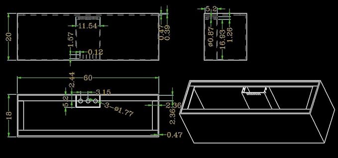 95 Gallon Starfire Aquariums with Center Overflow 60x18x20 H 12mm Starfire/Low Iron Glass