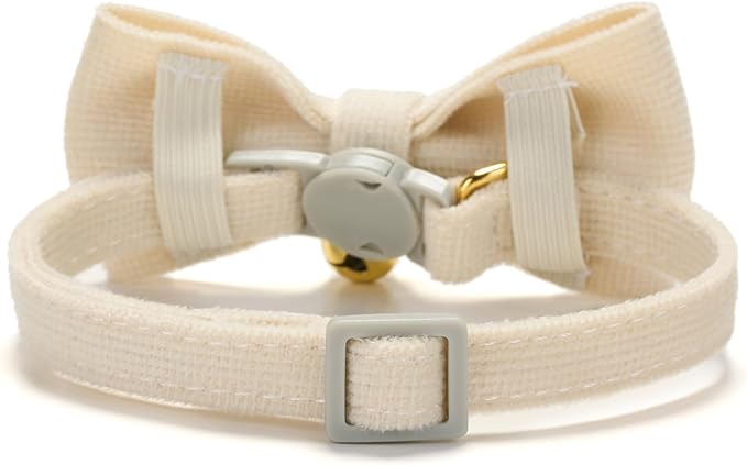 Cotton Breakaway Cat Collar with Bow Tie and Bell, Adjustable Cute Soft Corduroy Kitten Collars for Girl and Boy Cats