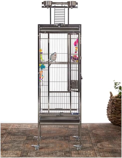 Maykoosh Bird Cage with PlaytopSpacious Parrot HabitatDurable Metal & Wood