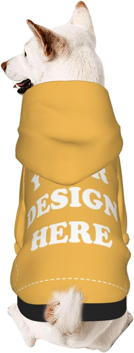 Dog Costume, Custom Dog Hoodie, Dog Name Costume Holiday Pet Pajamas Outfit, Personalized Pet Coat Costumes for Small Medium Large Dogs and Cats for Winter, Gold, XL