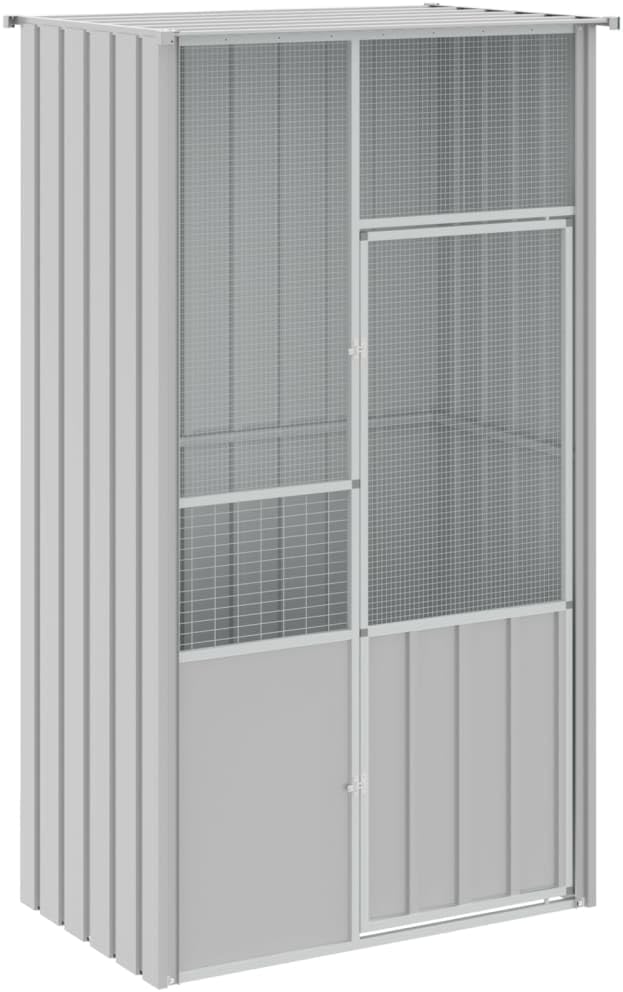 Bird Cage Galvanized Steel, Large Bird Cage with Wire Mesh Grids and Lockable Door, Aviary Spacious and Versatile Cage Ideal for Birds, Rabbits, Chickens, Gray 45.3"x30.7"x78.7"