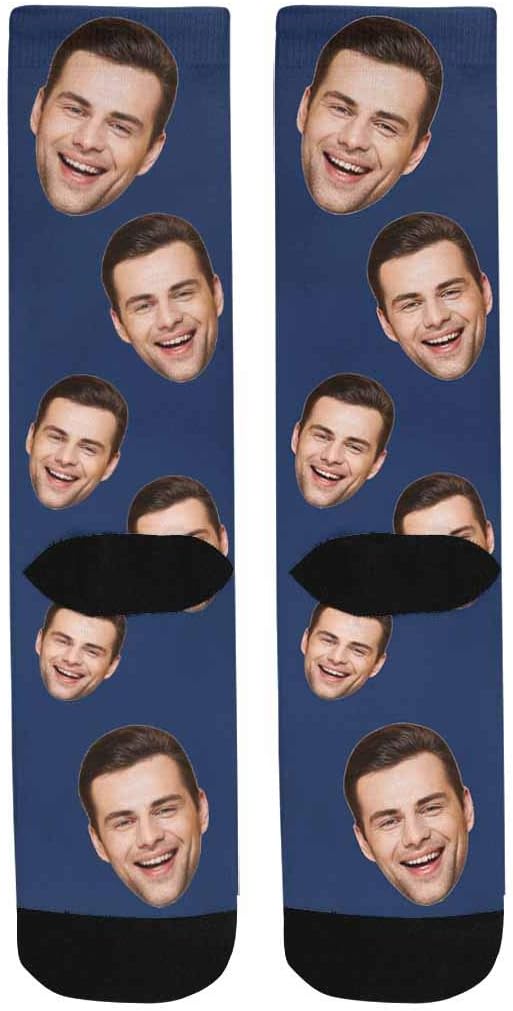 MyPupSocks Custom Personalized Photo Pet Face Socks, Cat and Dog Tracks Paws Bones Crew Socks with Picture for Men Women