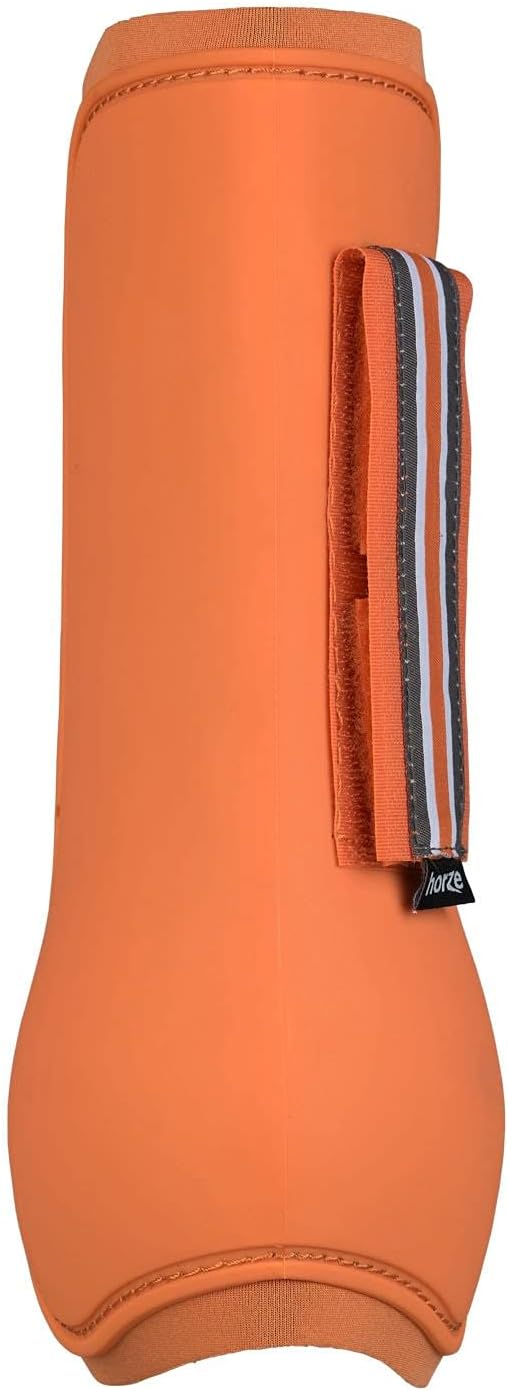 HORZE Adepto Open Front Tendon Boots | Durable Shell with Neoprene Lining - Coral Gold - Horse