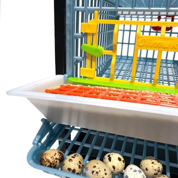 Cimuka Jumbo Quail Breeding Cage Indoor – 2 Layer Stackable Quail Pens & Coops | 38.6" x 24" x 35.8" Easy Clean, Rust-Free, Plastic Breeder System with Removable Divider & Egg Collection Trays