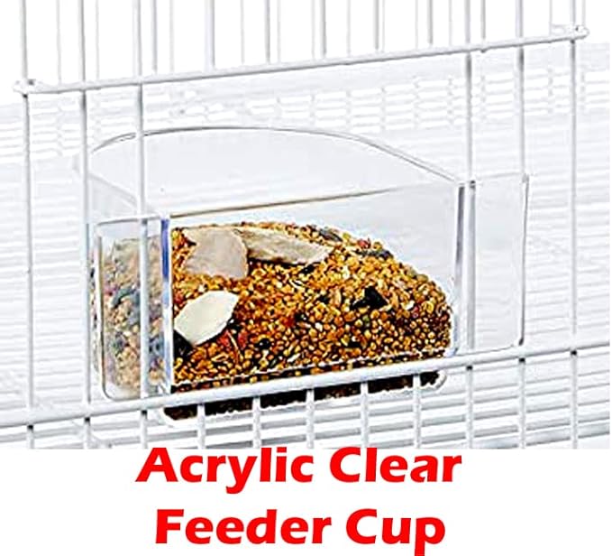 Combo Breeding Stacker Center Divided Breeder Bird Flight Double Rolling Cage with Side Breeding Nest Door (White, Double Stack)
