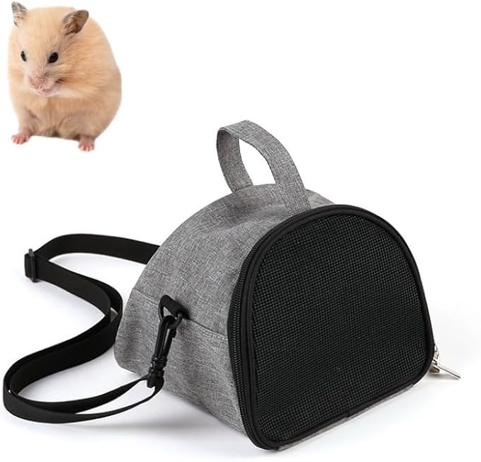 Ibluelover Hamster Carrier Bag Breathable Small Animals Travel Handbag Adjustable Outdoor Carrying Pouch for Guinea Pig Bunny Hedgehogs Bird